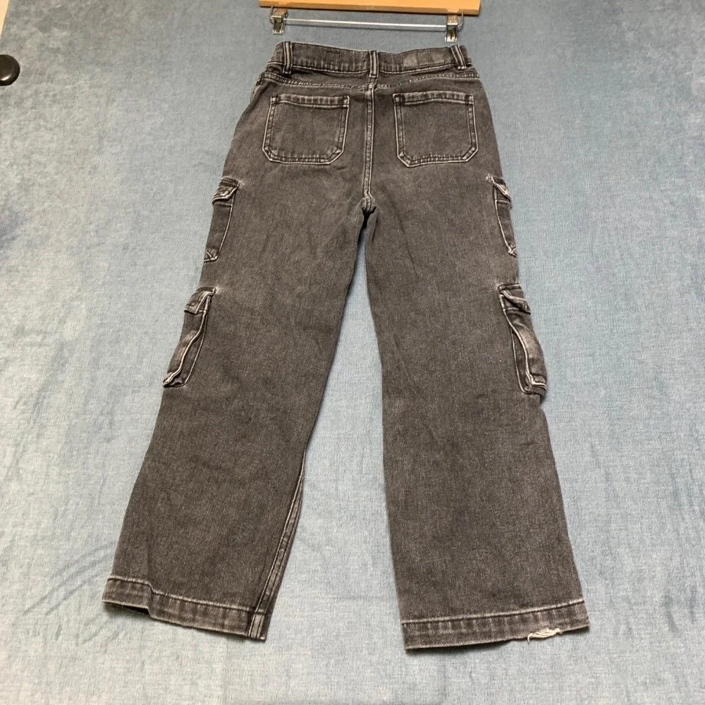 Pacsun Baggy Jeans Kids 10 Gray Denim Cargo Pockets Zip Fly Comfort Outdoor